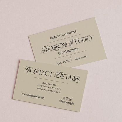 Calligraphy Business Cards in Beige - XOXOKristen