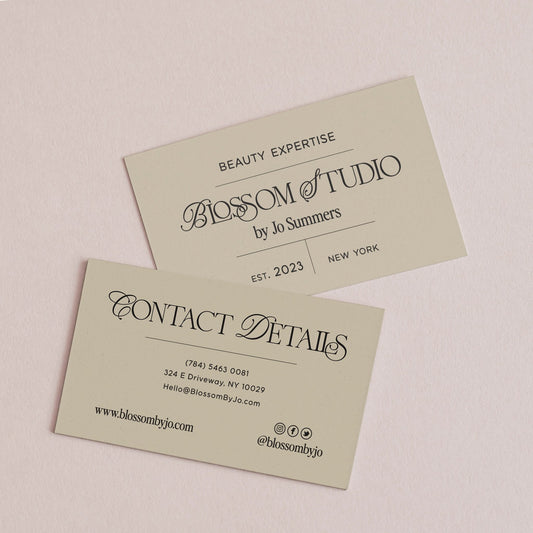 Calligraphy Business Cards in Beige - XOXOKristen