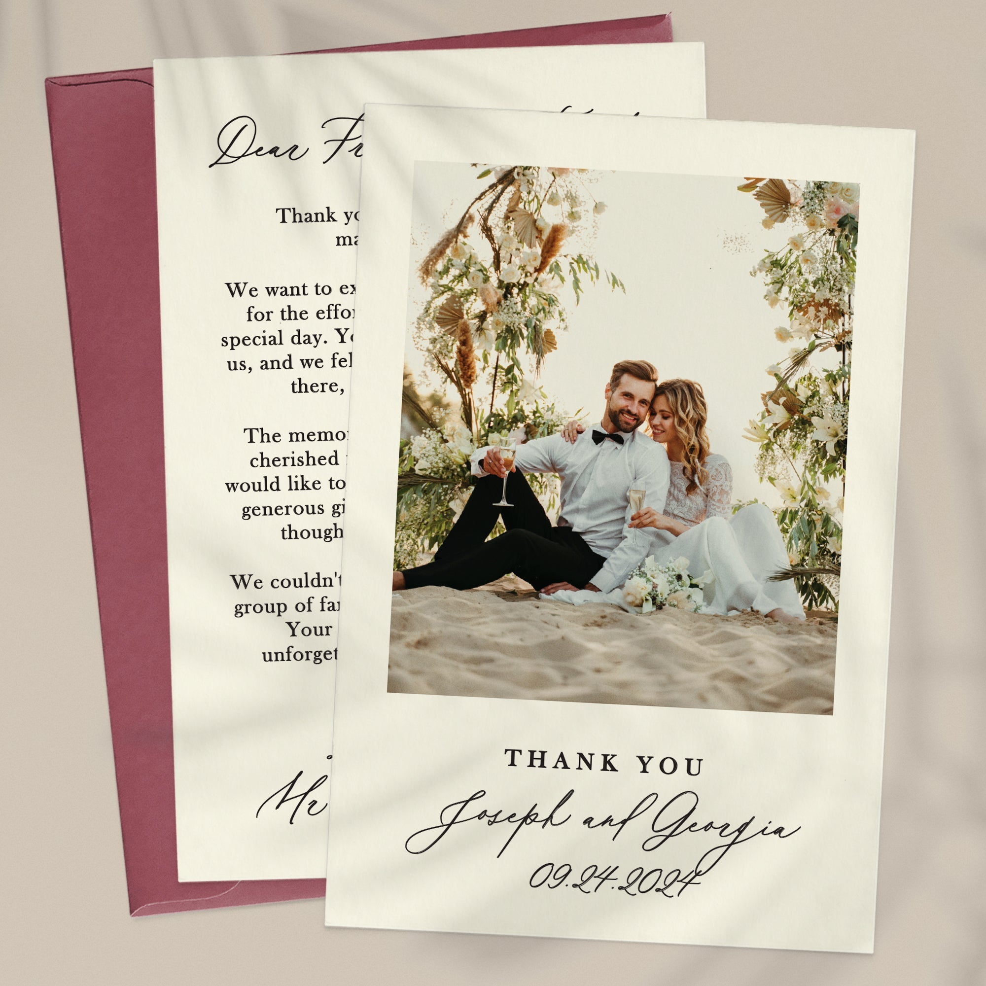 Classic Wedding Thank You Cards with Photo - XOXOKristen