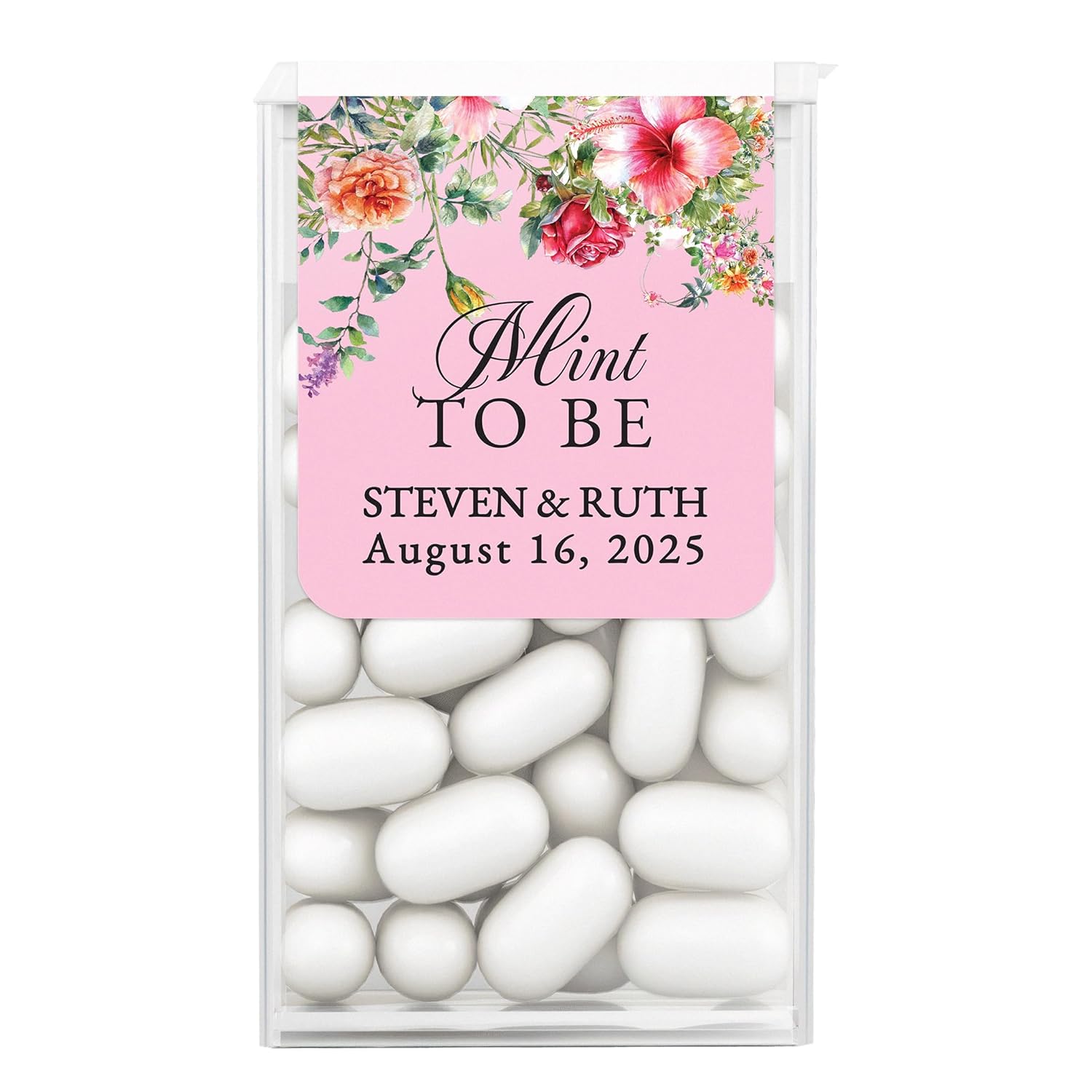 Custom "Mint to Be" Pink Spring Flowers Tic Tac Labels - XOXOKristen