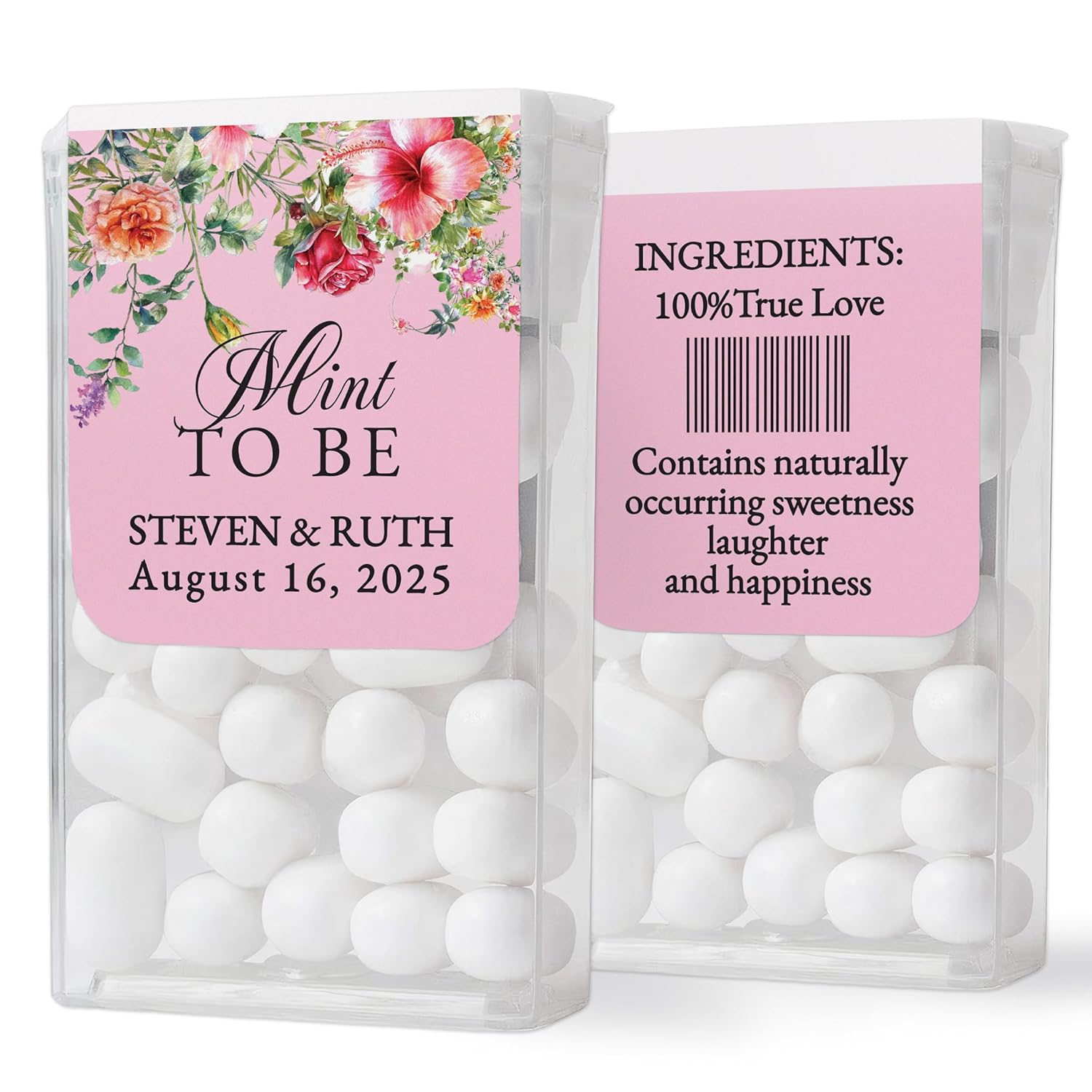 Custom "Mint to Be" Pink Spring Flowers Tic Tac Labels - XOXOKristen