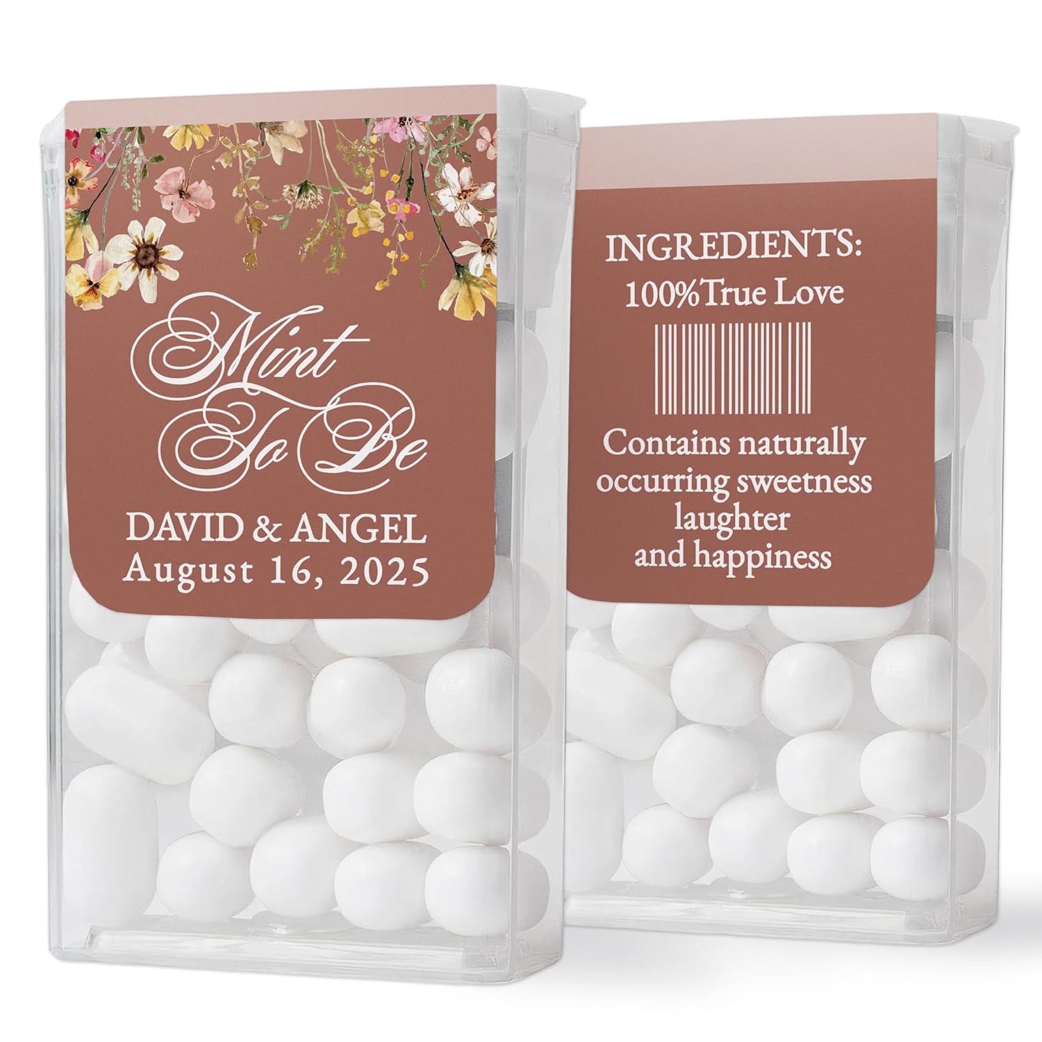 Custom "Mint to Be" Terracotta Wildflowers Tic Tac Labels - XOXOKristen