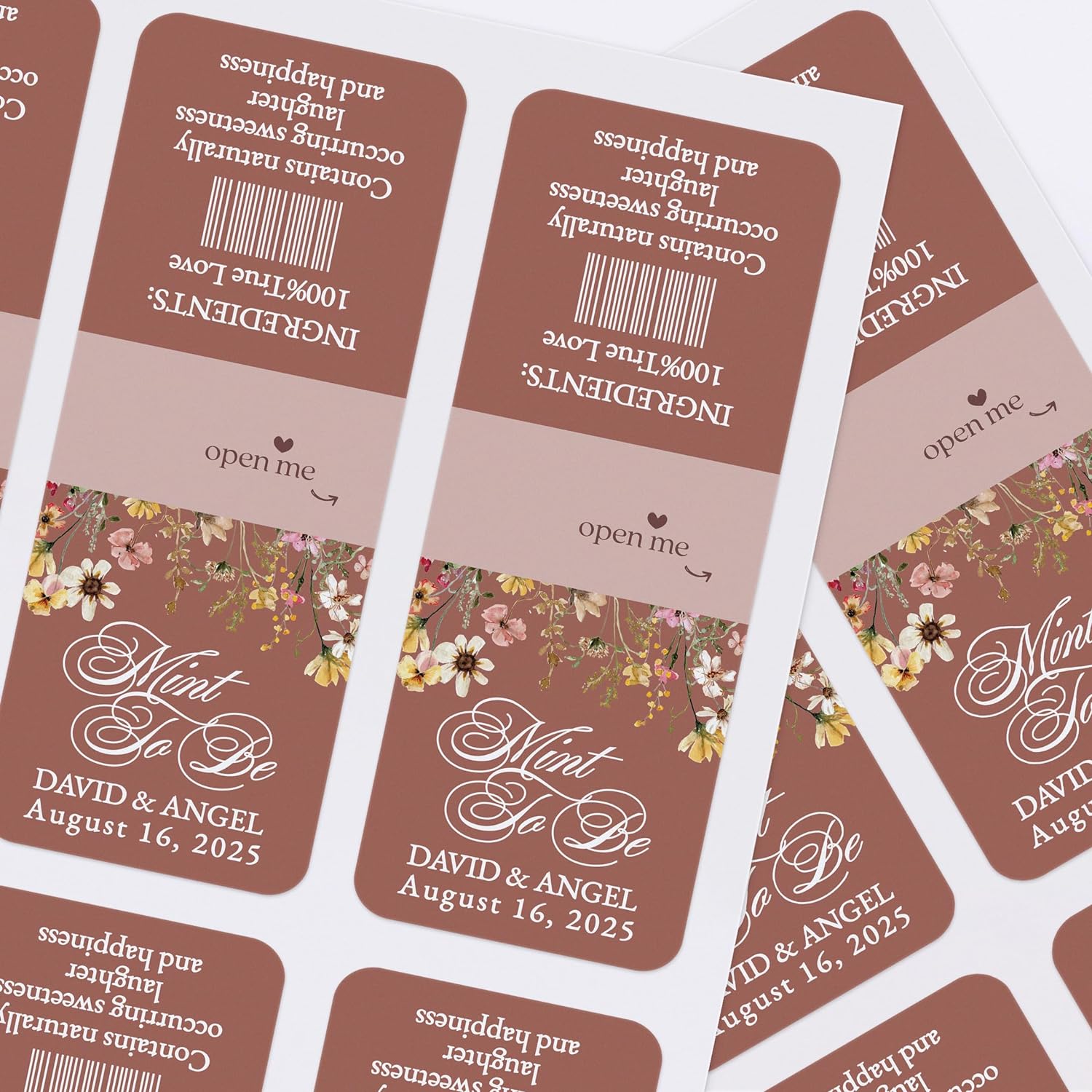 Custom "Mint to Be" Terracotta Wildflowers Tic Tac Labels - XOXOKristen
