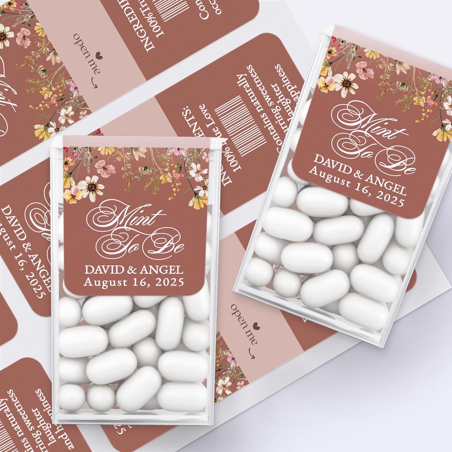 Custom "Mint to Be" Terracotta Wildflowers Tic Tac Labels - XOXOKristen