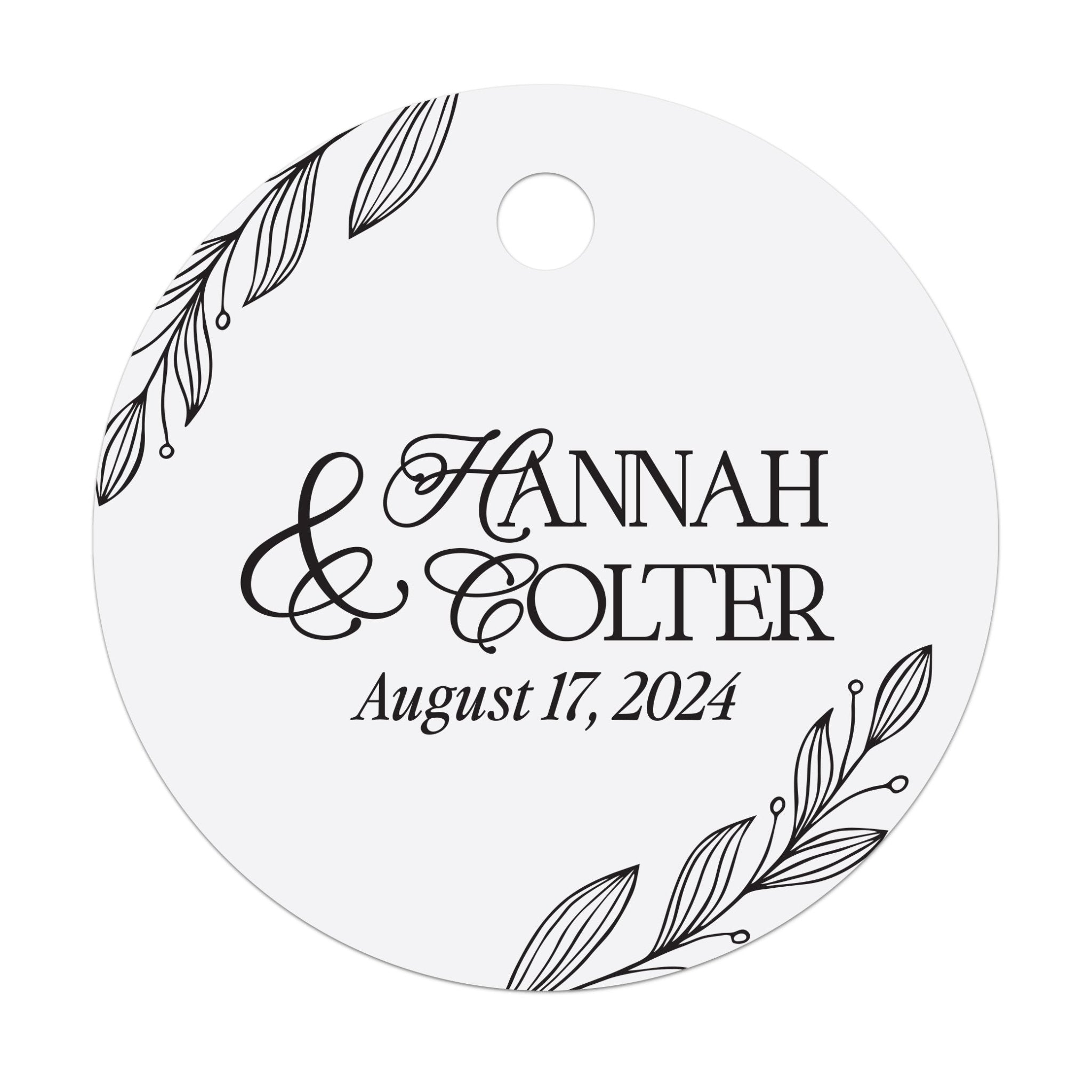 Custom White & Gold Hang Tags for Wedding - XOXOKristen