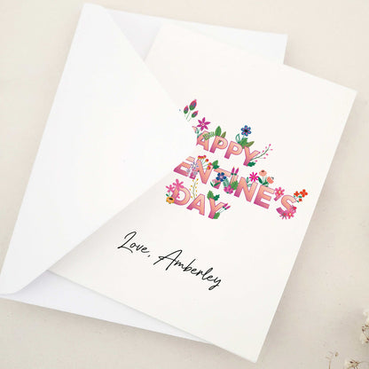 Celebrate Valentine's Day with our stunning Happy Valentine's Day cards, perfect for sharing heartfelt wishes with your best friend, girlfriend, or boyfriend. The design features an elegant blend of floral elements, bold typography, and calligraphy-style signature, symbolizing love and affection.