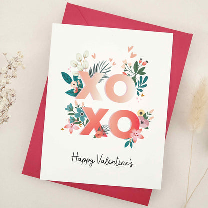 Celebrate Valentine's Day with our gorgeous Happy Valentine's Day cards, a beautiful keepsake for that special someone in your life. The design features a bold combination of flowers and elegant typography, exuding romance and personal flair.