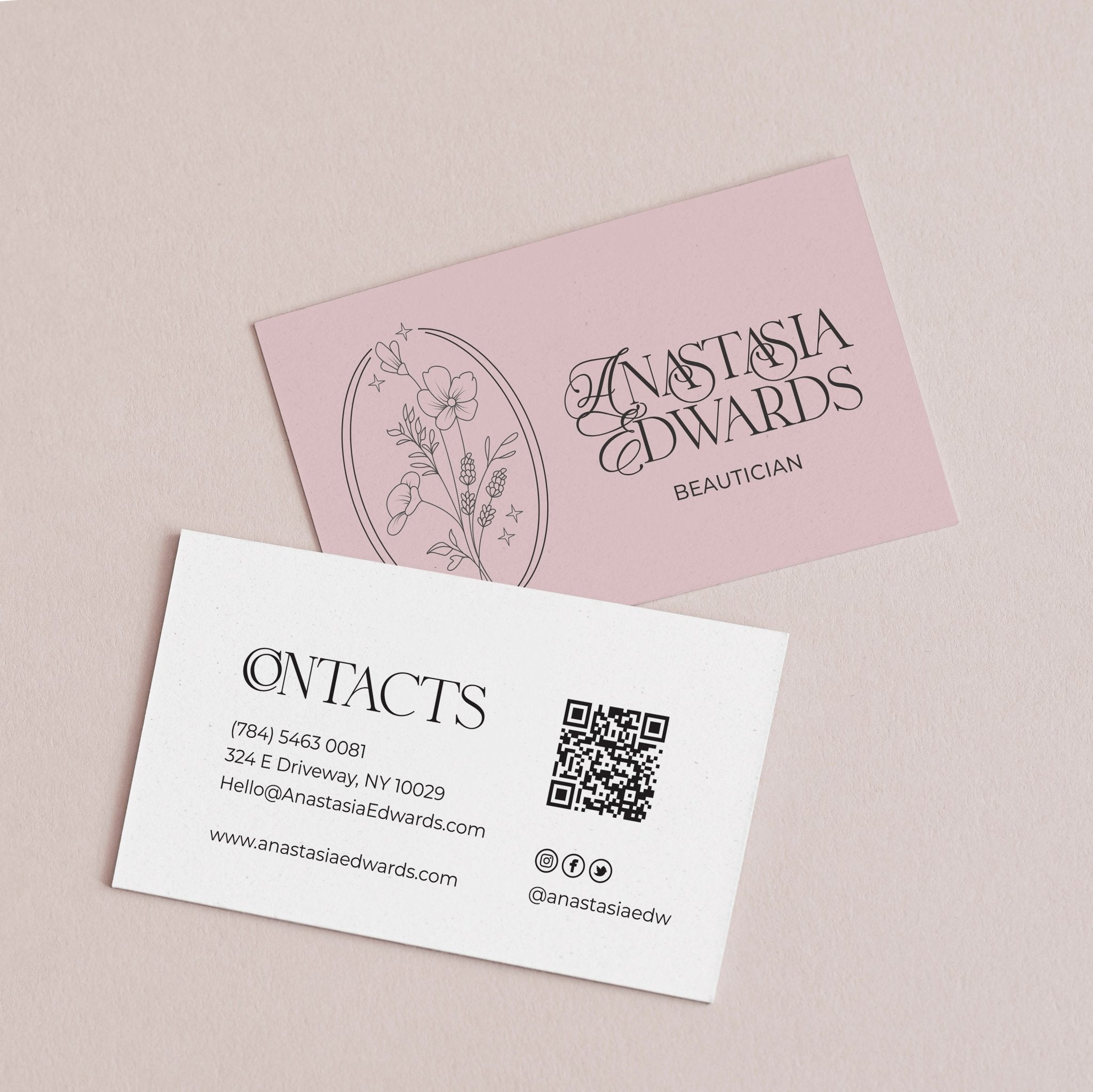 Floral Business Card with QR Code - XOXOKristen