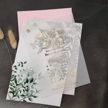 Foiled Greenery Calendar Save the Date - XOXOKristen