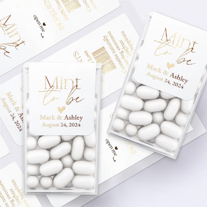 Gold Foiled Mint to be Wedding Favors with Calligraphy - XOXOKristen
