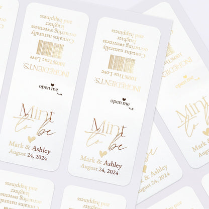 Gold Foiled Mint to be Wedding Favors with Calligraphy - XOXOKristen