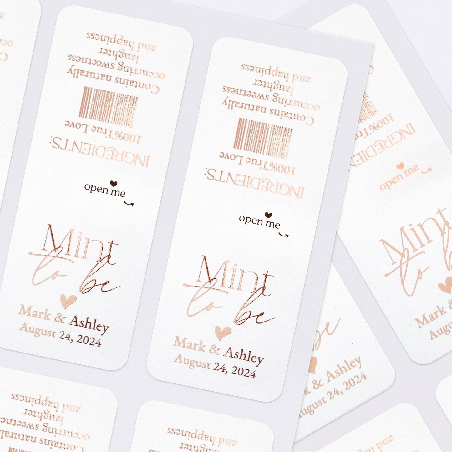 Gold Foiled Mint to be Wedding Favors with Calligraphy - XOXOKristen