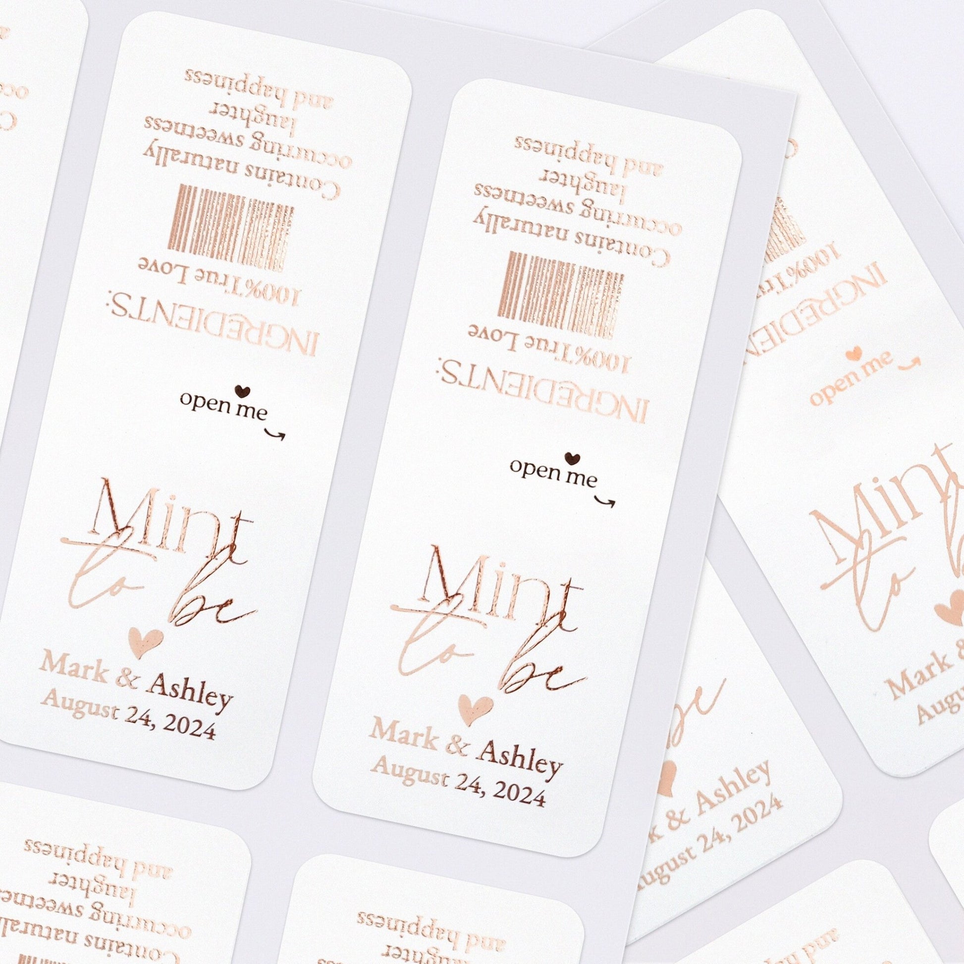 Gold Foiled Mint to be Wedding Favors with Calligraphy - XOXOKristen