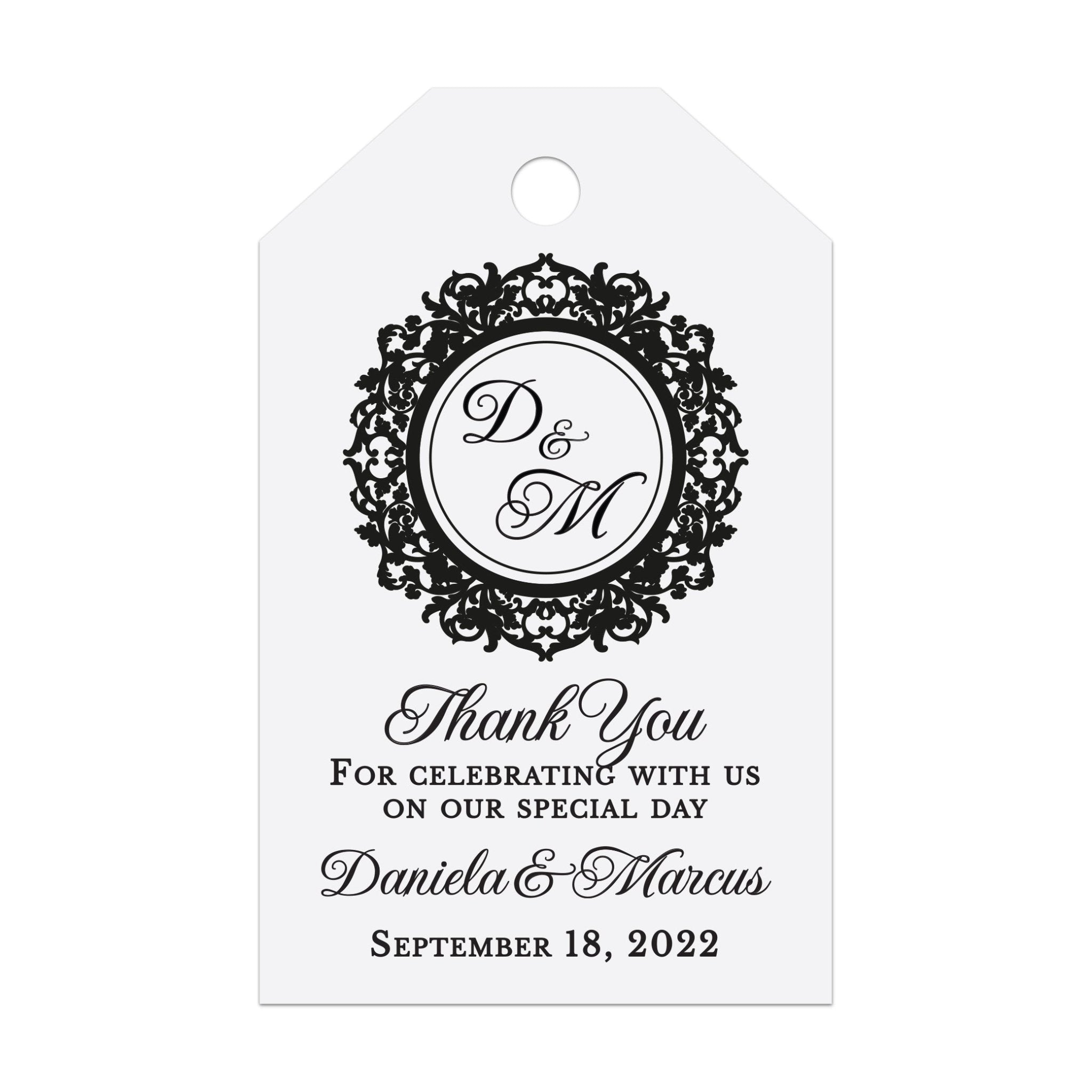 Gold Foiled Monogram Thank you Wedding Tags - XOXOKristen