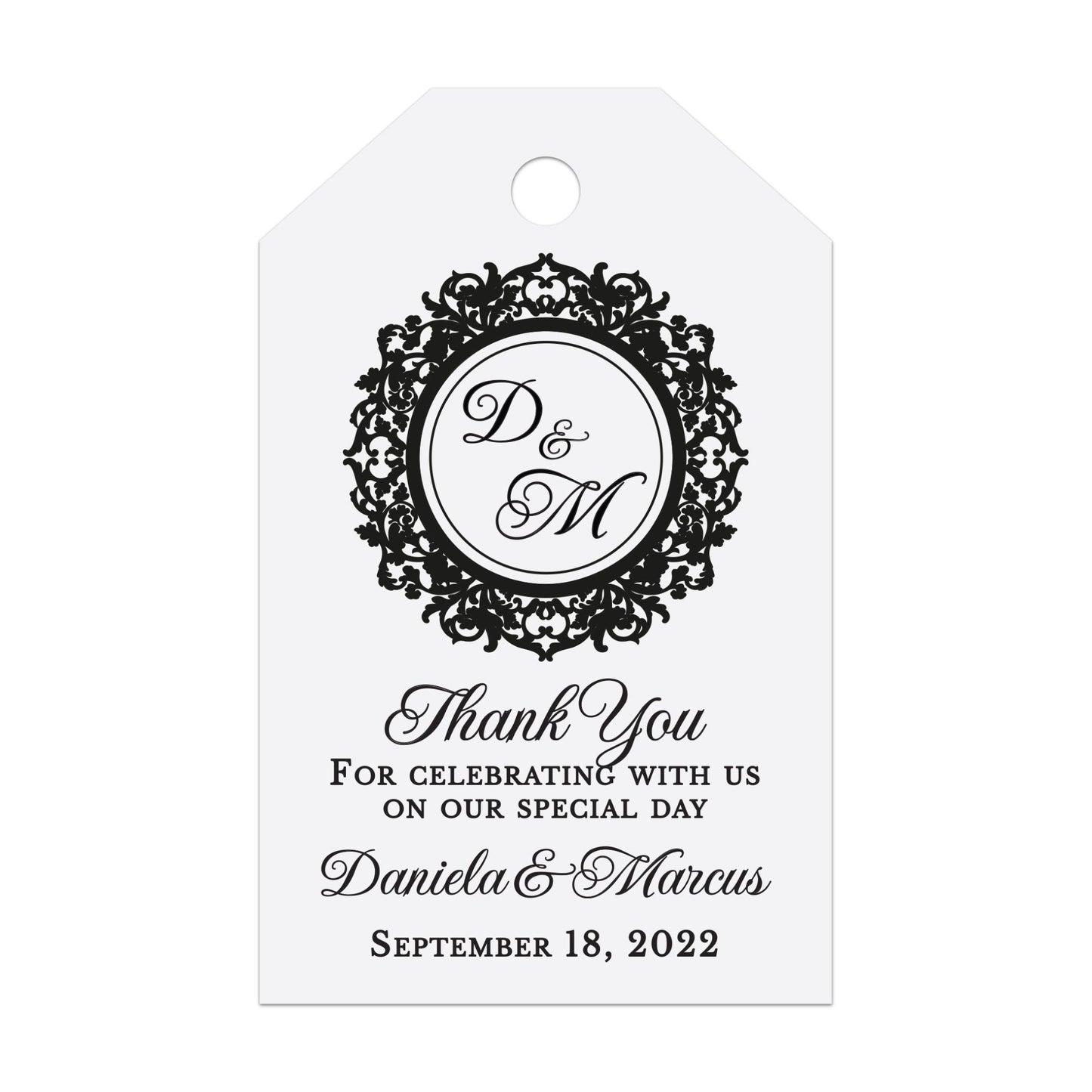 Gold Foiled Monogram Thank you Wedding Tags - XOXOKristen