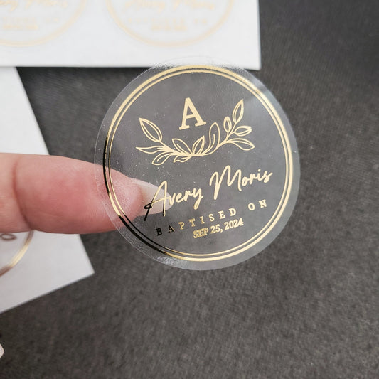 Gold Stickers for Baptism Favors and Gifts - XOXOKristen