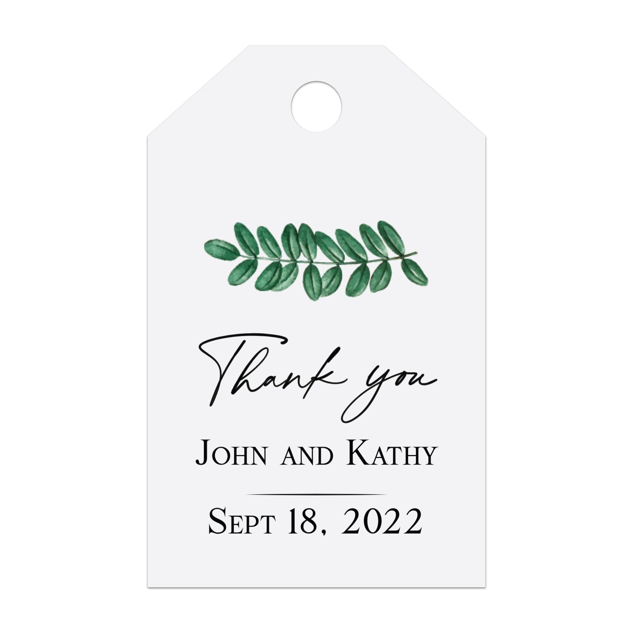 Greenery Branch Thank you Wedding Favor Tags - XOXOKristen