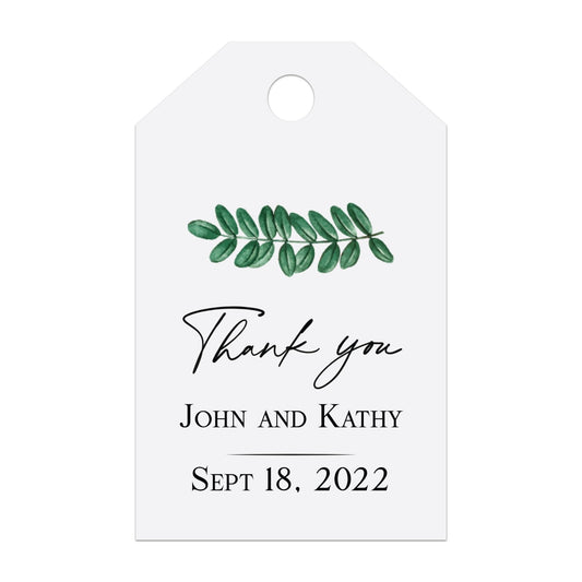 Greenery Branch Thank you Wedding Favor Tags - XOXOKristen