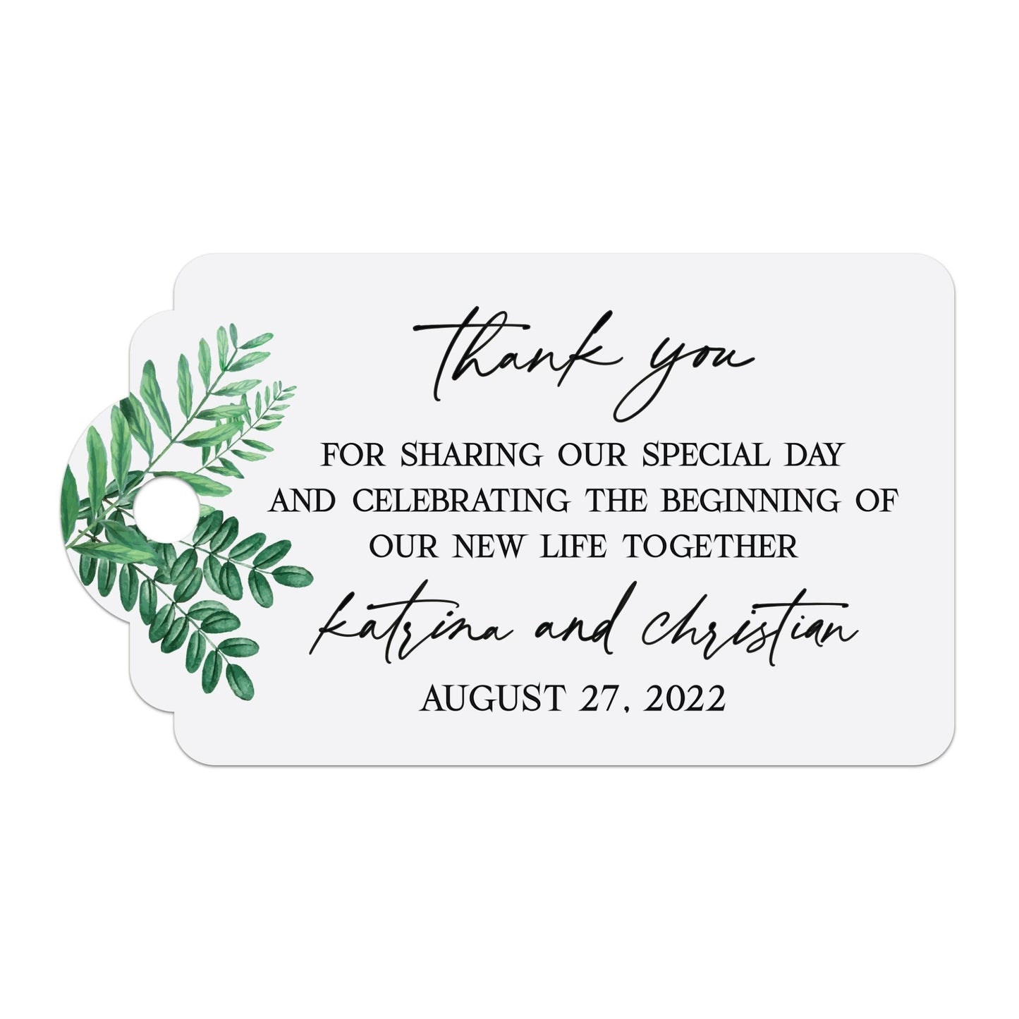 Greenery Thank you Wedding Favor Tags - XOXOKristen