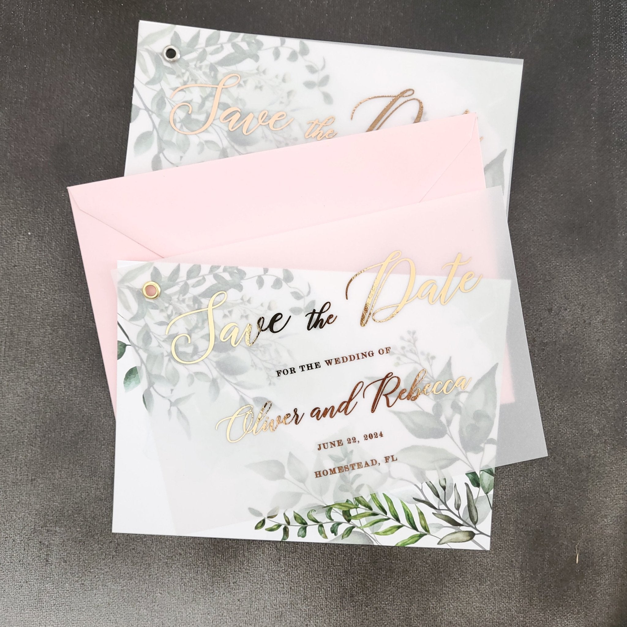 Greenery Vellum Save the Date - XOXOKristen