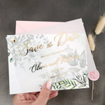 Greenery Vellum Save the Date - XOXOKristen