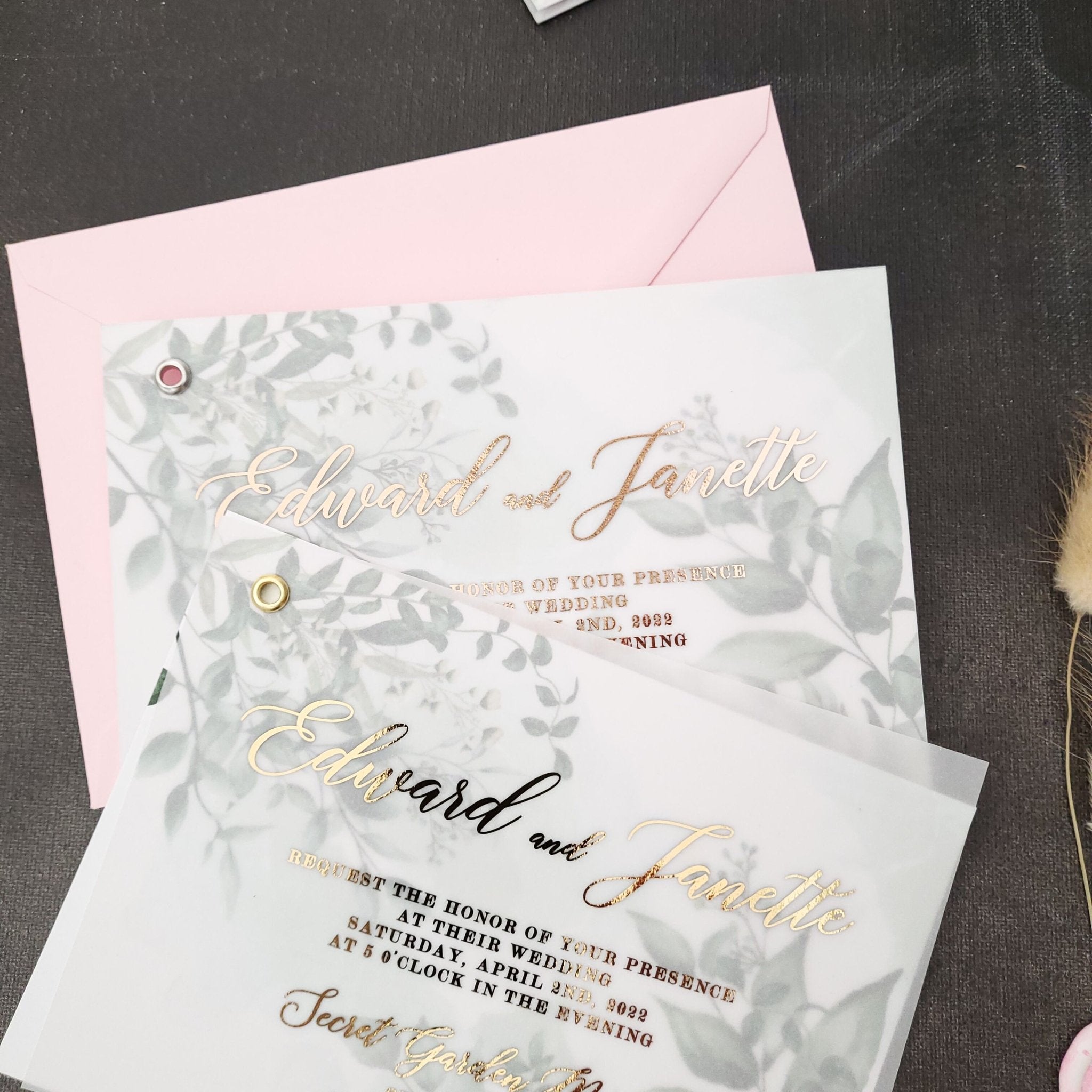 Greenery Vellum Wedding Invitations - XOXOKristen