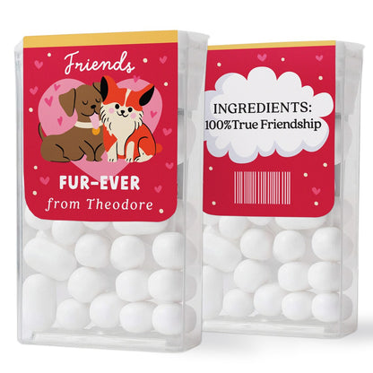 custom valentine's day tic tac stickers with dog and cat illustration