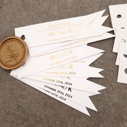 Infinity Gold Foiled Monogram Wedding Favor Tags - XOXOKristen