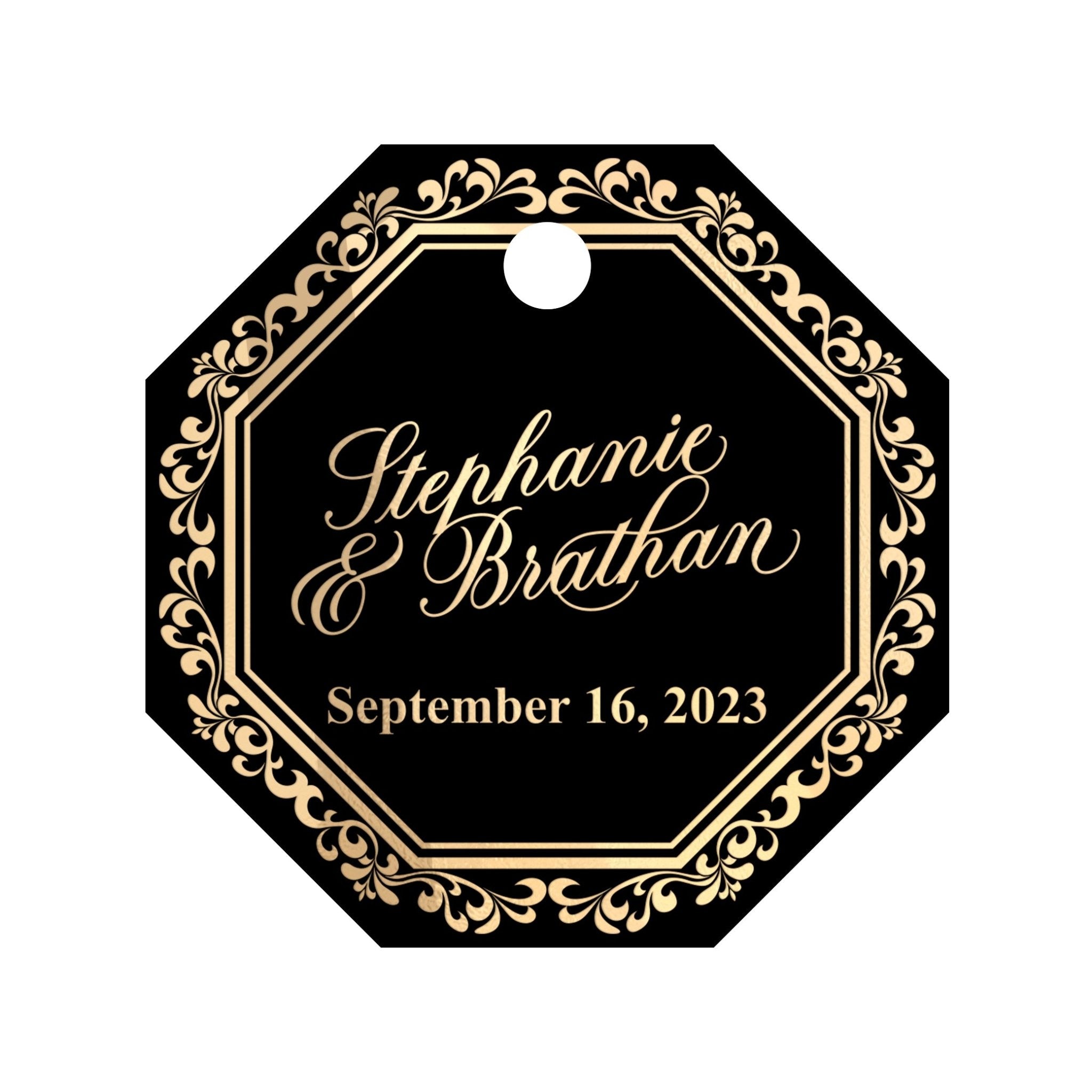 Luxury Frame Gold Foiled Black Wedding Favor Tags - XOXOKristen