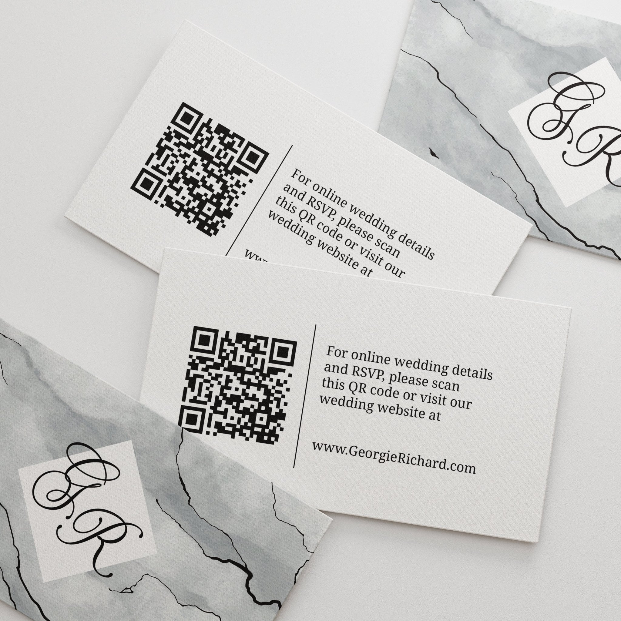 Marble Wedding Website Card with QR Code - XOXOKristen