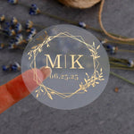 Minimalistic Wedding Stickers with Gold Foil Monograms - XOXOKristen