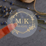 Minimalistic Wedding Stickers with Gold Foil Monograms - XOXOKristen