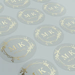 Minimalistic Wedding Stickers with Gold Foil Monograms - XOXOKristen