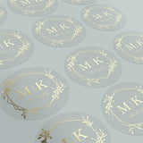 Minimalistic Wedding Stickers with Gold Foil Monograms - XOXOKristen