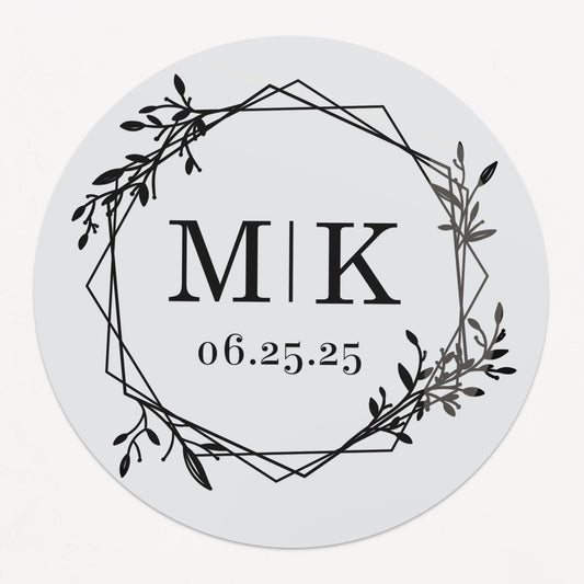 Minimalistic Wedding Stickers with Gold Foil Monograms - XOXOKristen