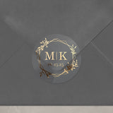 Minimalistic Wedding Stickers with Gold Foil Monograms - XOXOKristen