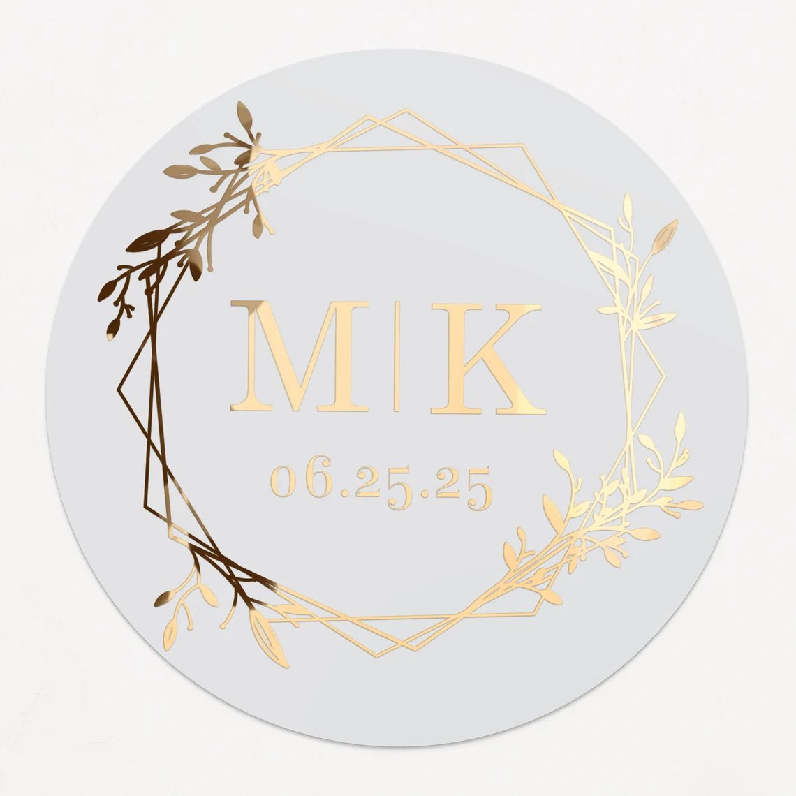 Minimalistic Wedding Stickers with Gold Foil Monograms - XOXOKristen