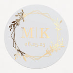 Minimalistic Wedding Stickers with Gold Foil Monograms - XOXOKristen