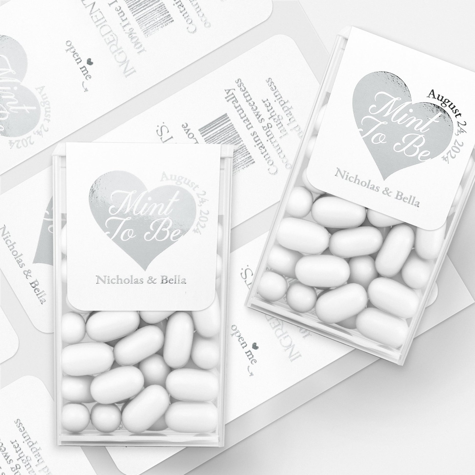 Mint to Be Tic Tac Stickers for Wedding Favors with Gold Foiled Heart - XOXOKristen