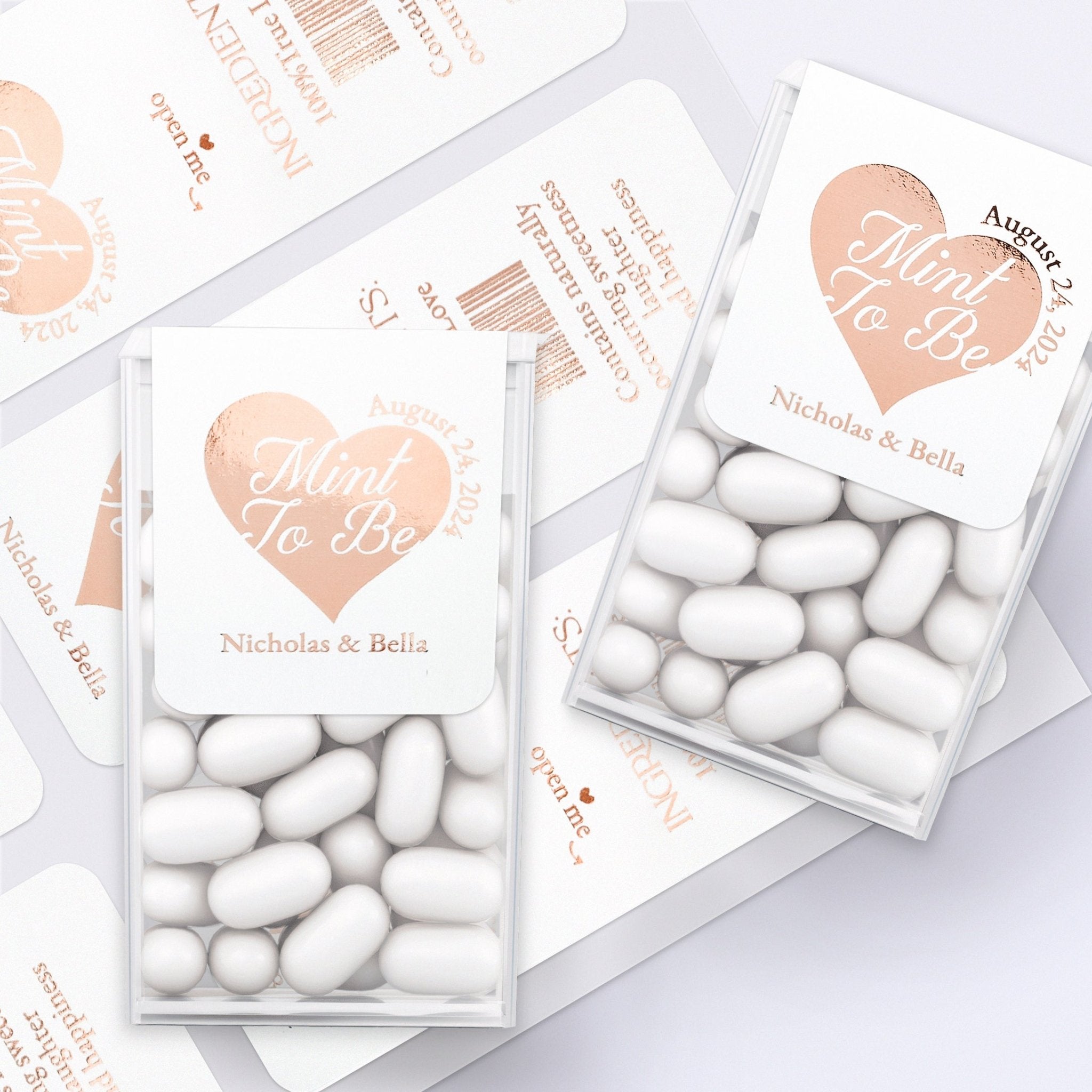 Mint to Be Tic Tac Stickers for Wedding Favors with Gold Foiled Heart - XOXOKristen
