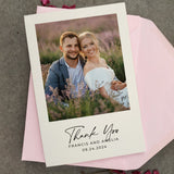 Modern Calligraphy Wedding Thank You Cards with Photo - XOXOKristen