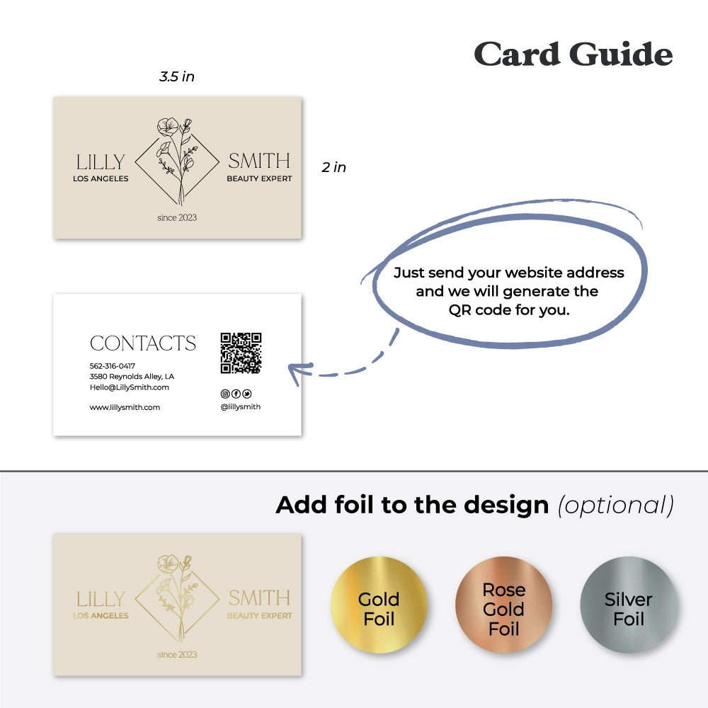 Modern Floral Business Card with QR Code - XOXOKristen