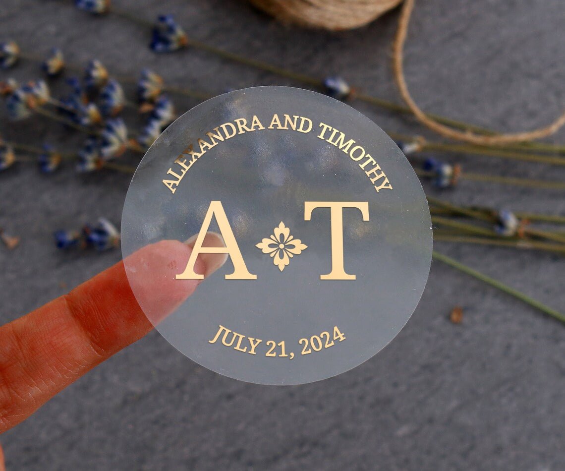 Monogram Wedding Stickers with Gold foil - XOXOKristen