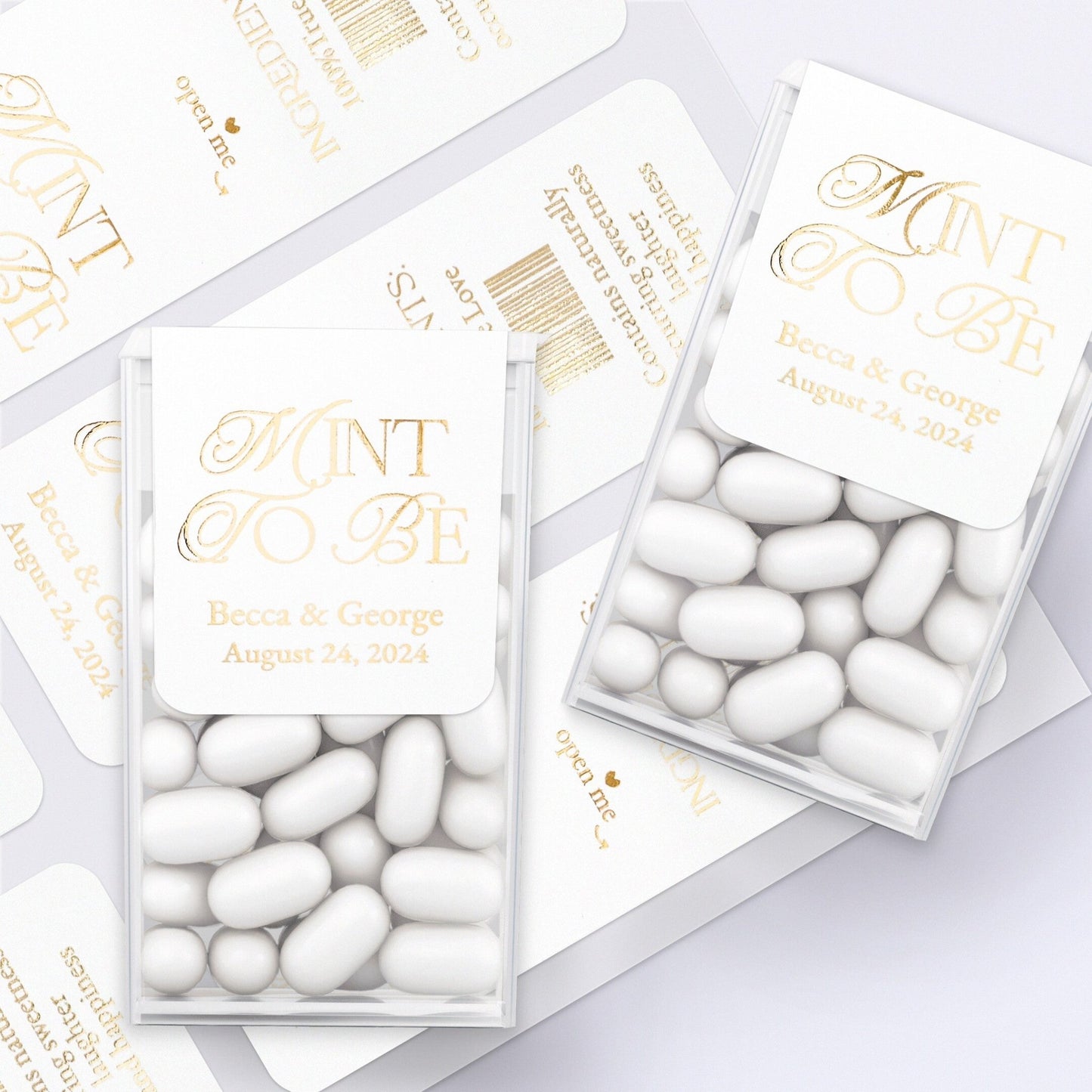 Personalized Gold Foiled Wedding Favors Labels for Freshmints - XOXOKristen
