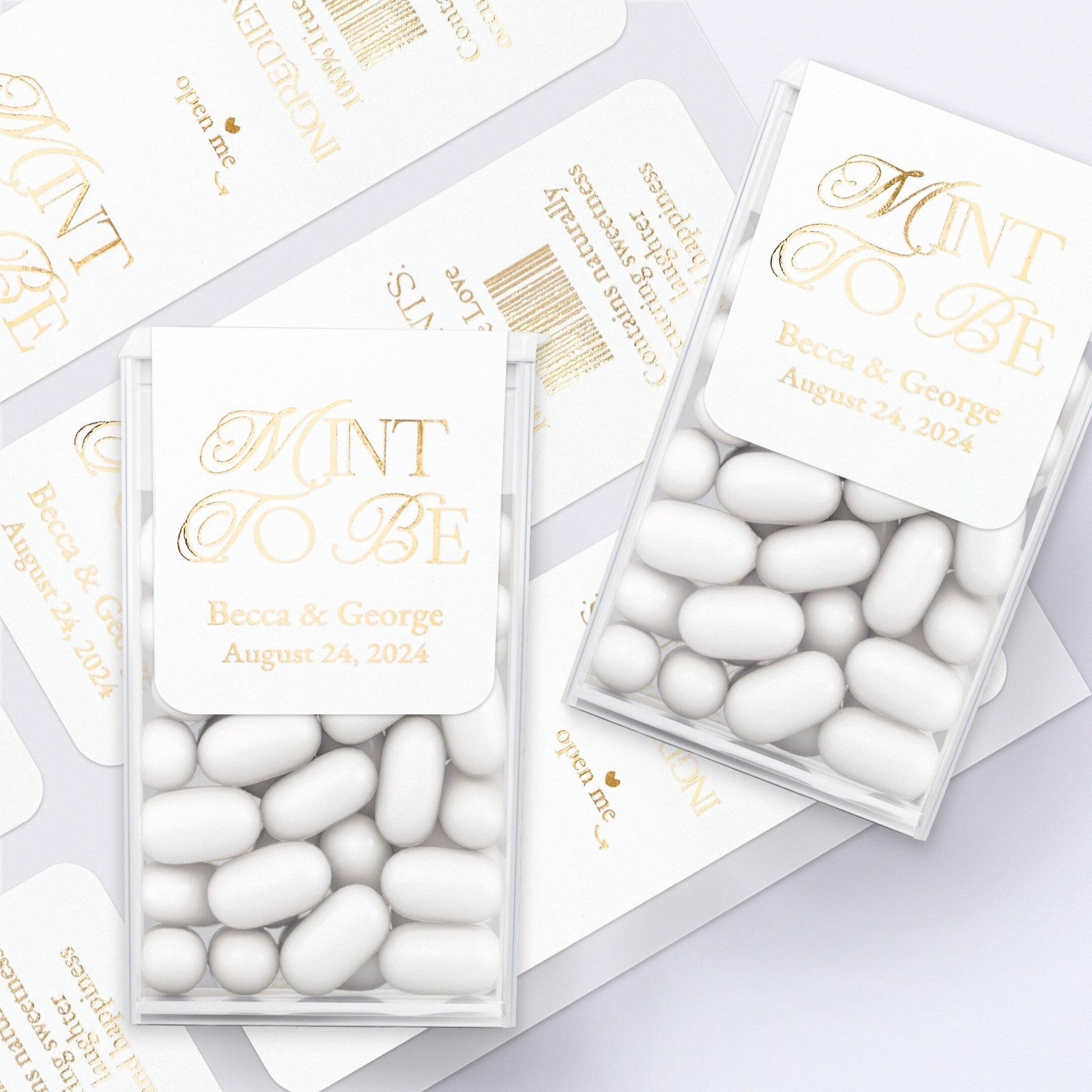 Personalized Gold Foiled Wedding Favors Labels for Freshmints - XOXOKristen