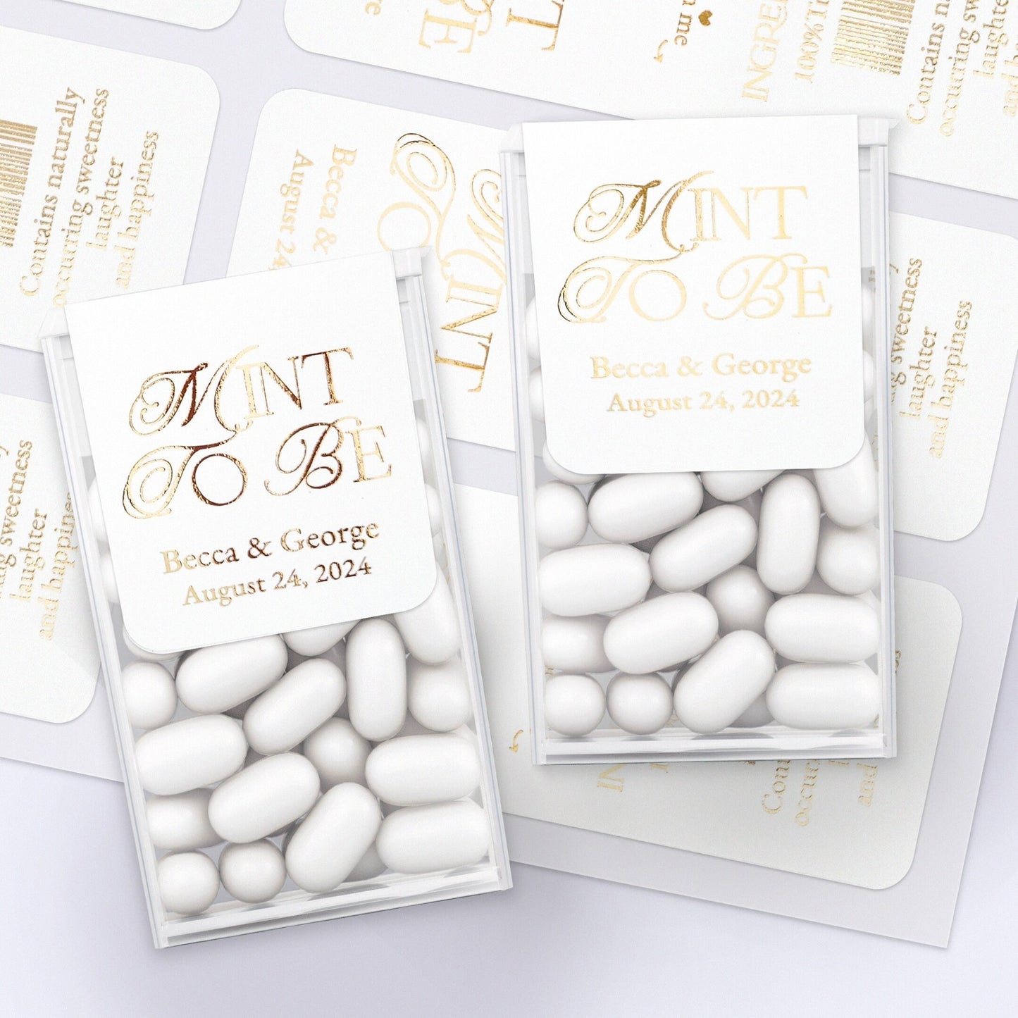 Personalized Gold Foiled Wedding Favors Labels for Freshmints - XOXOKristen