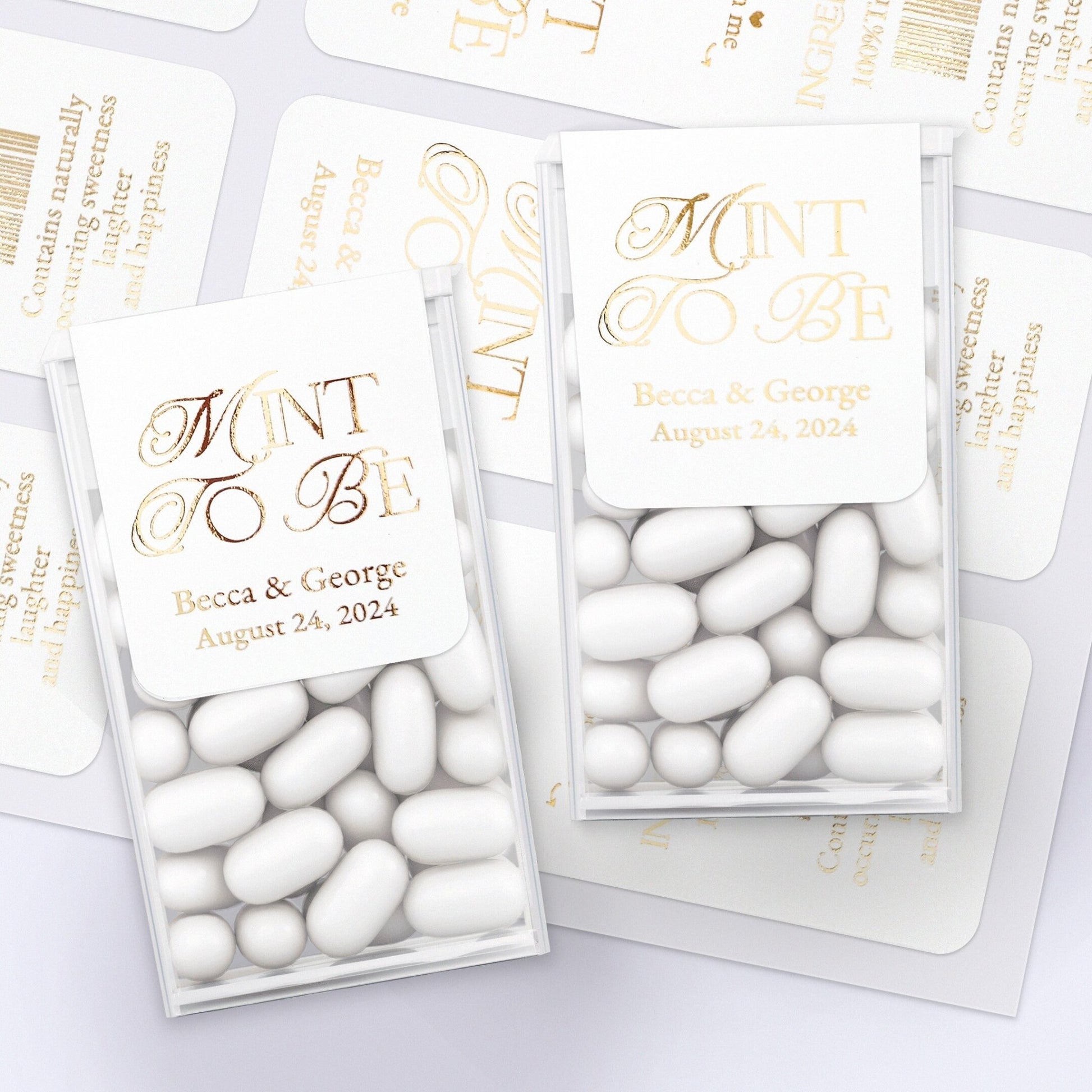 Personalized Gold Foiled Wedding Favors Labels for Freshmints - XOXOKristen