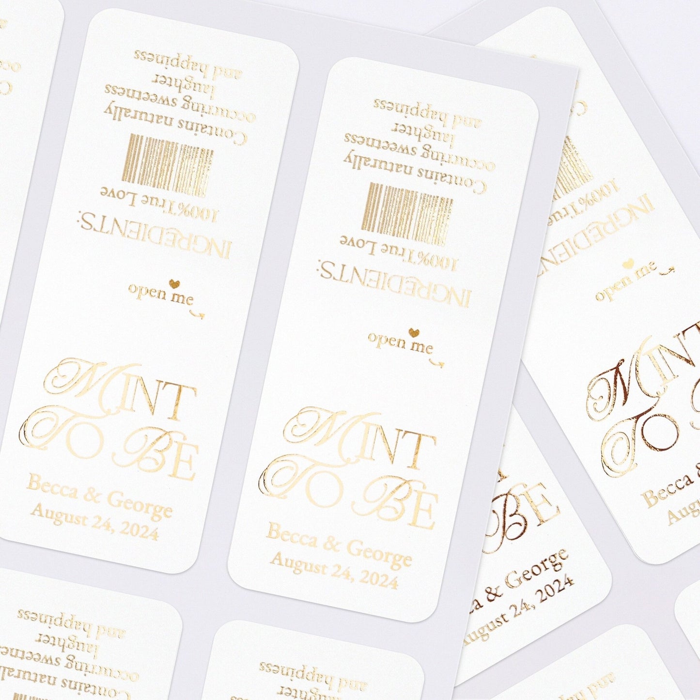 Personalized Gold Foiled Wedding Favors Labels for Freshmints - XOXOKristen
