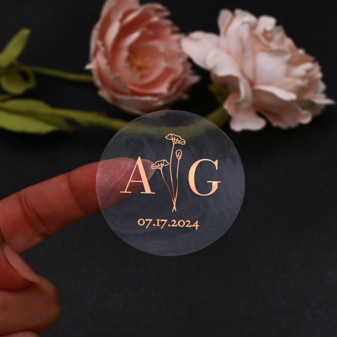 Personalized Wedding Favor Stickers with Initials - XOXOKristen