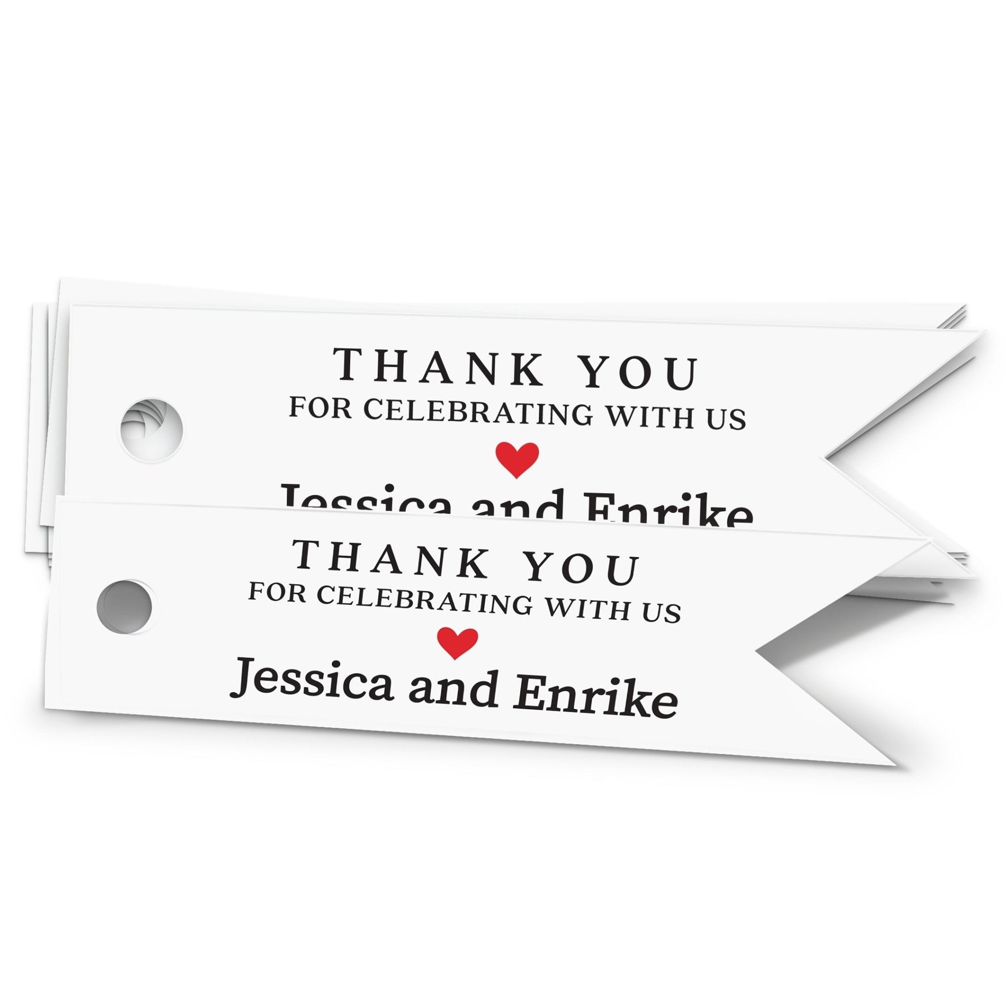 Personalized Wedding Favor Tags with Red Heart - XOXOKristen
